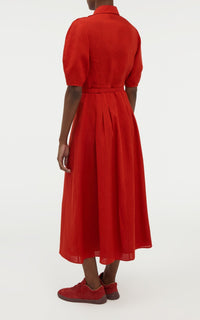Antelope Orange / Robe-chemise Maude en lin - Antelope Orange
