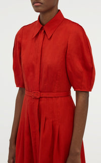 Antelope Orange / Robe-chemise Maude en lin - Antelope Orange