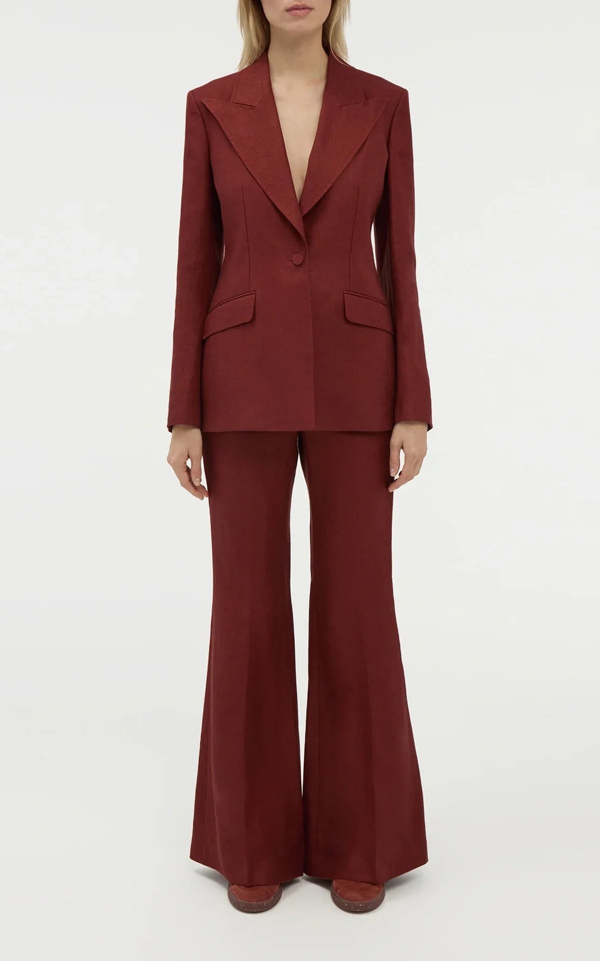 Burnt Sienna / Veste blazer Leiva en lin - Burnt Sienna