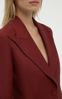 Burnt Sienna / Veste blazer Leiva en lin - Burnt Sienna
