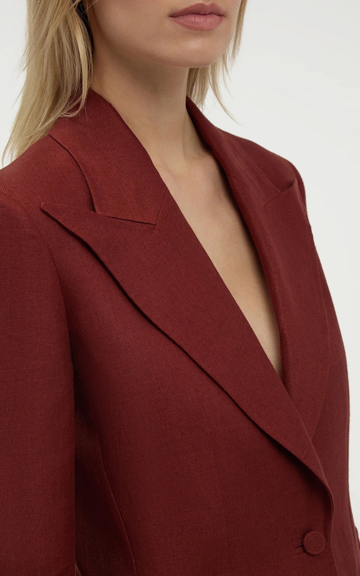 Burnt Sienna / Veste blazer Leiva en lin - Burnt Sienna