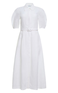 White / Robe-chemise Maude en lin - White
