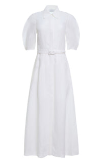 Maude shirt dress in linen - White