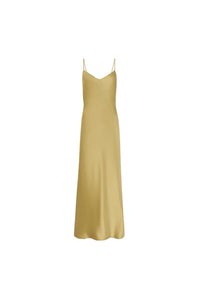 Cropped V Neck Slip Dress - Olive