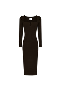 Robe longue Freya à manches longues - Chocolate