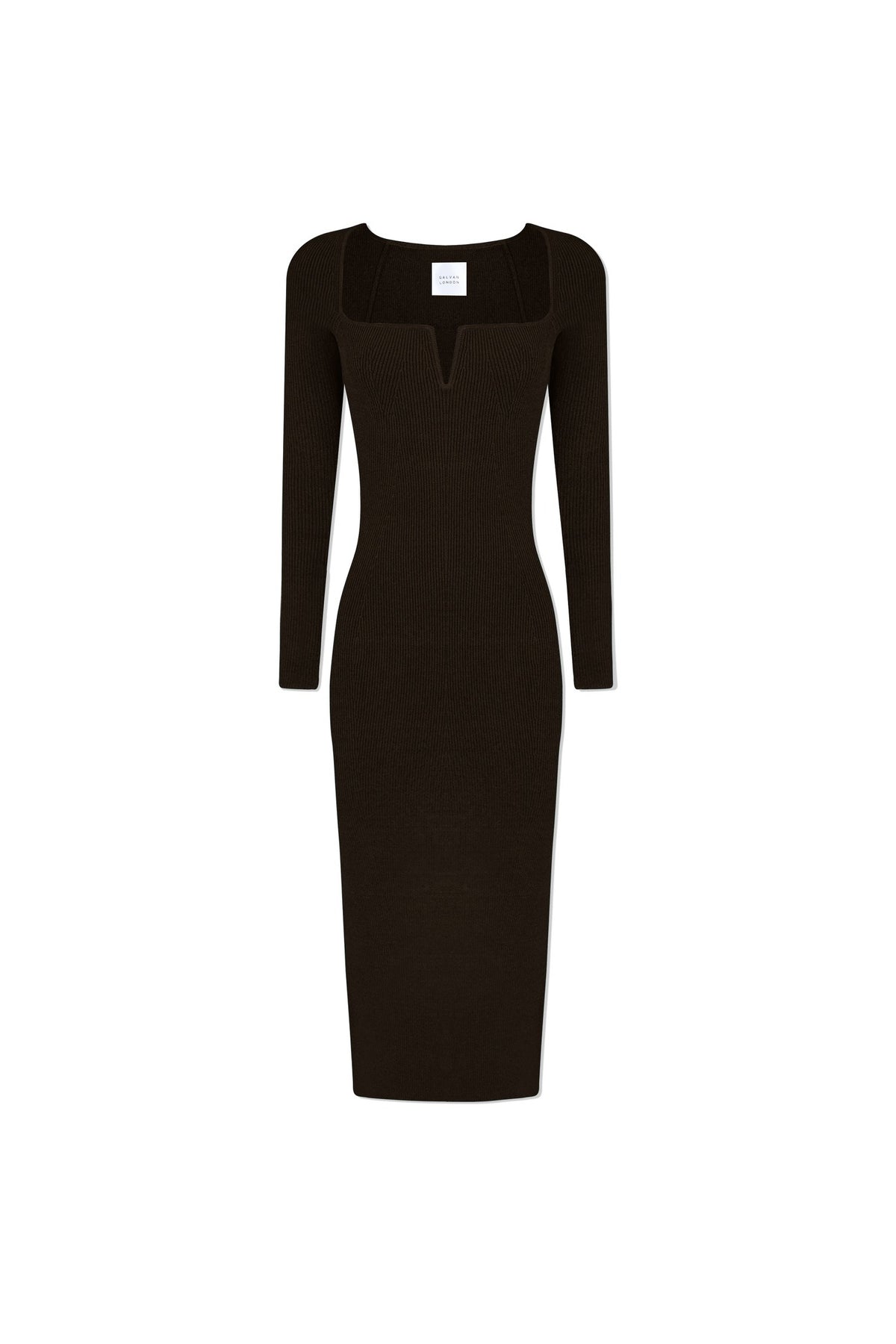 Robe midi Freya à manches longues - Chocolate
