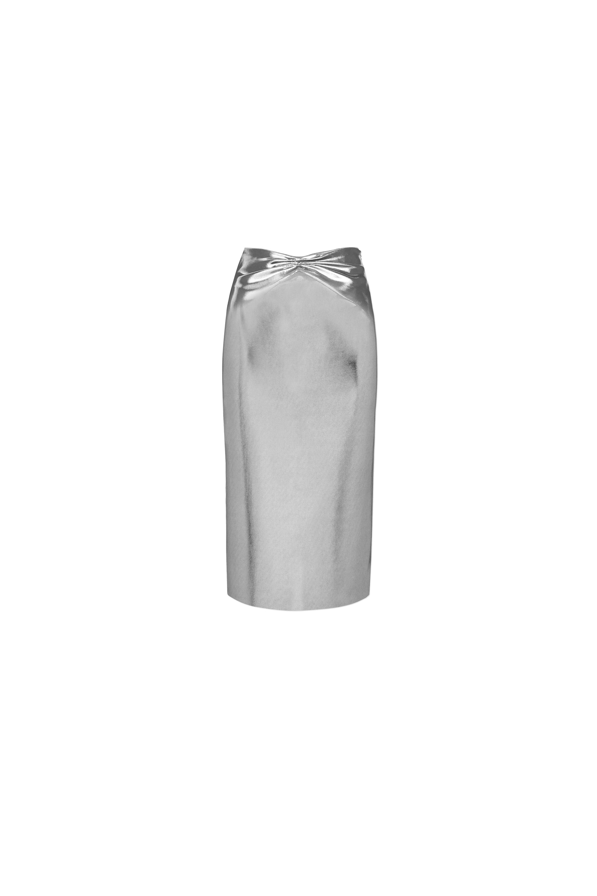 Galvanized high-waisted skirt - Silver