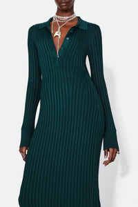 Rhea Henley Dress - Evergreen
