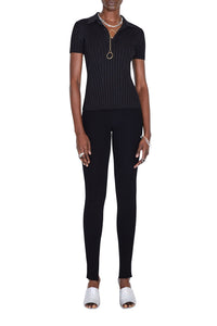 Rhea Lounge Short Sleeve Henley Top - Black