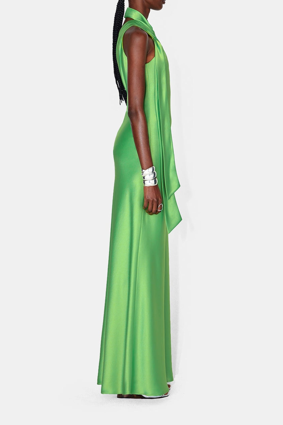 Robe longue Ushuaia en satin - Paris Green