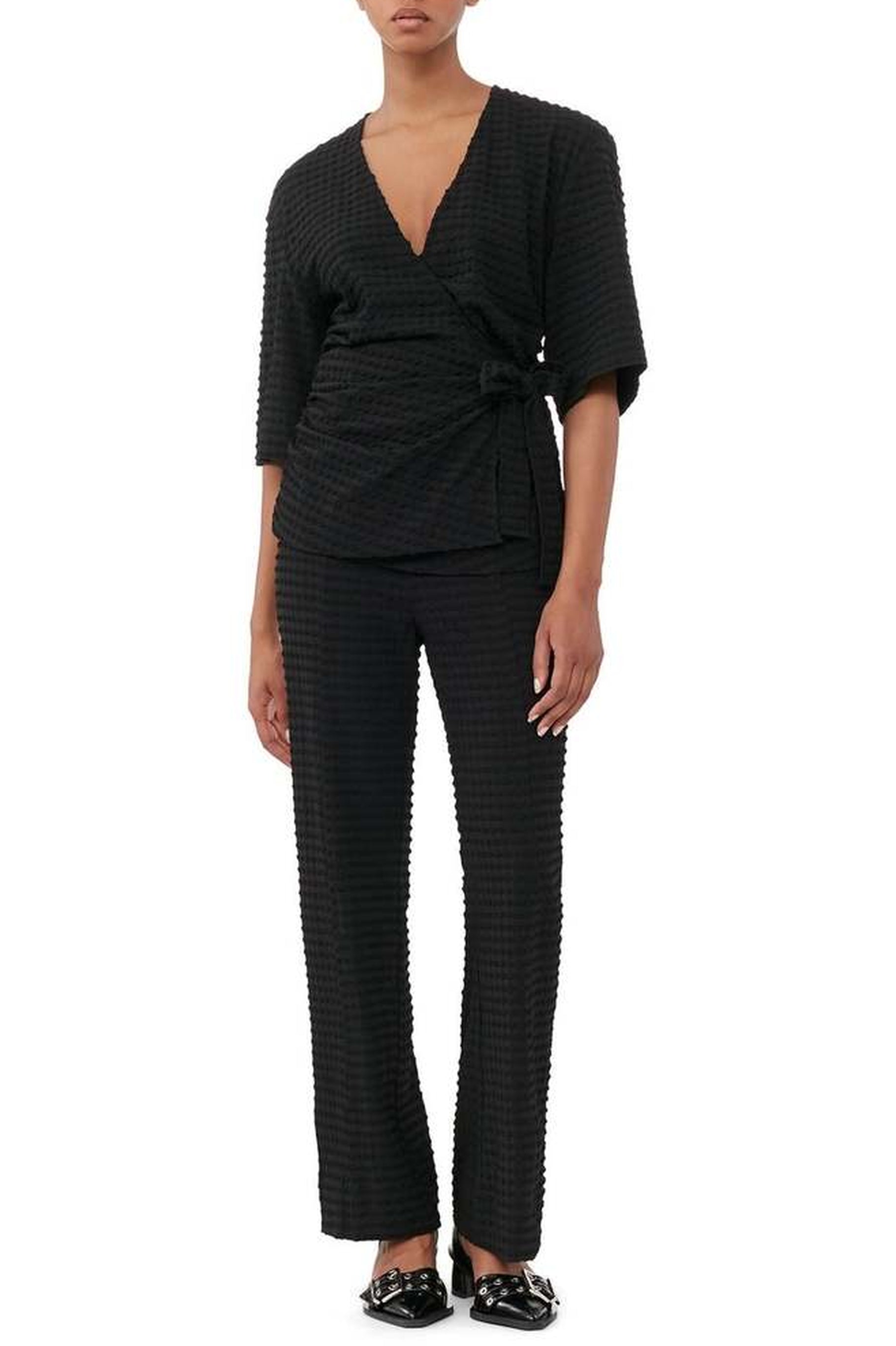 Crepe wrap blouse - Black