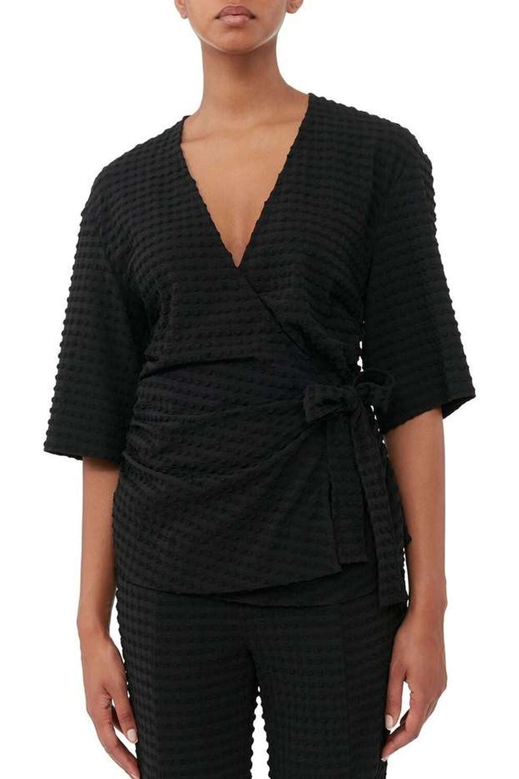 Crepe wrap blouse - Black