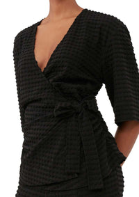 Crepe wrap blouse - Black