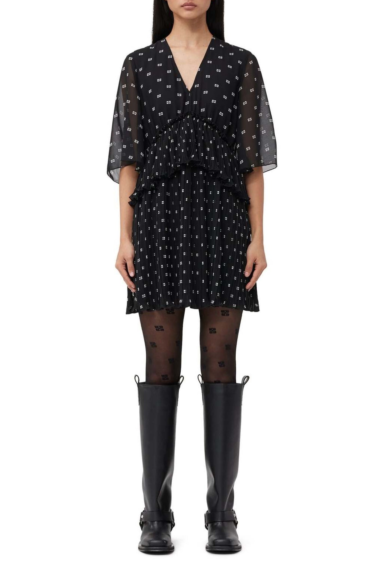 Collants à paillettes en dentelle - Black