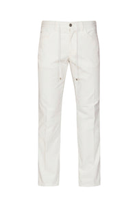 Wool blend cord chino trousers - White