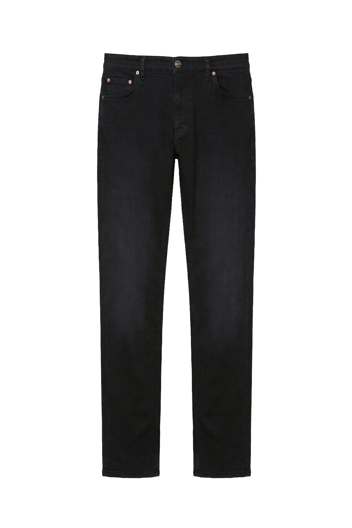 Straight-leg faded denim trousers - Black