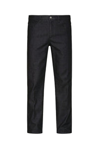 Straight-leg denim trousers with tone-on-tone topstitching - Black