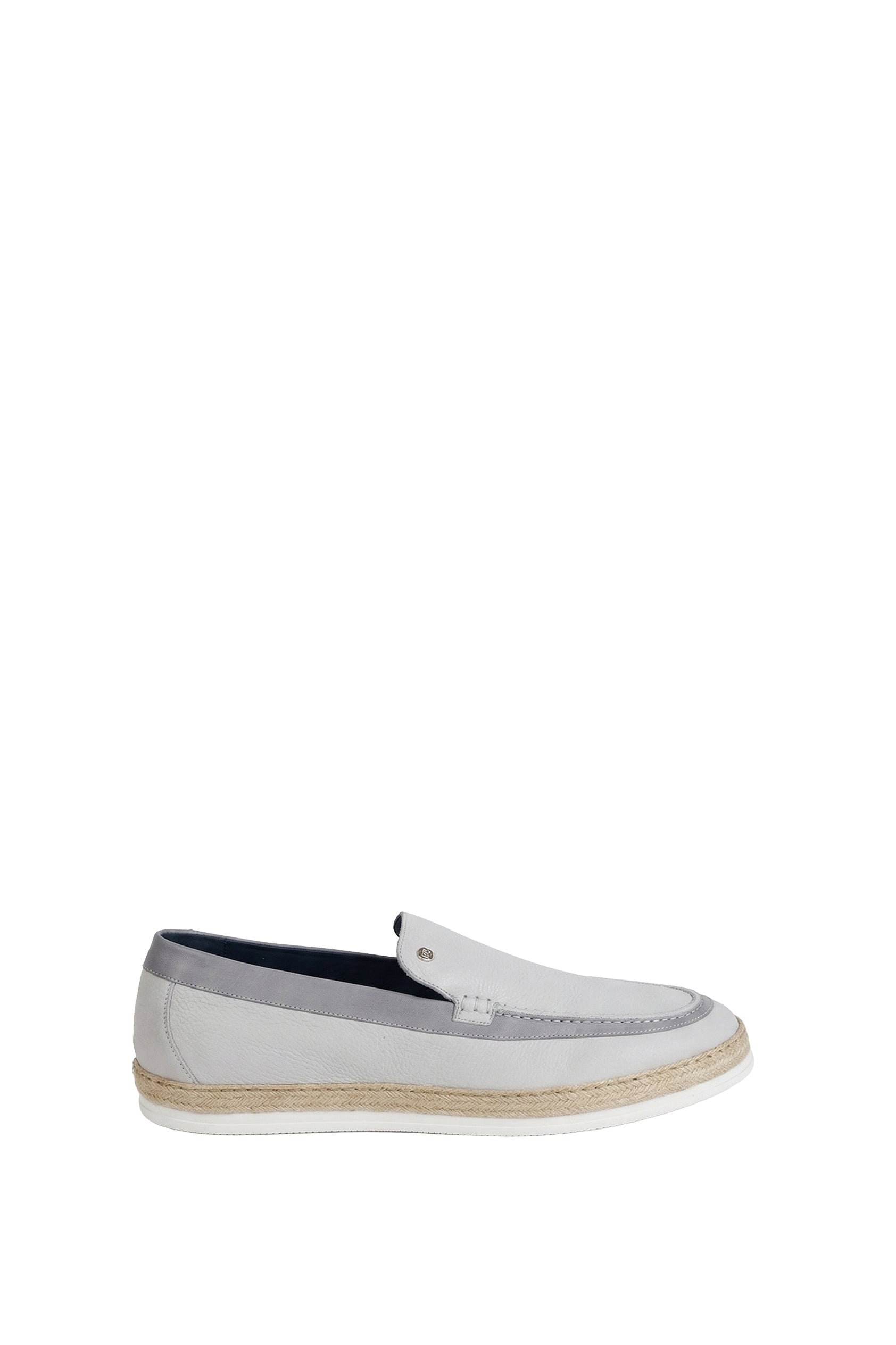 Mocassins avec détail métallique en cuir - Gris & Beige