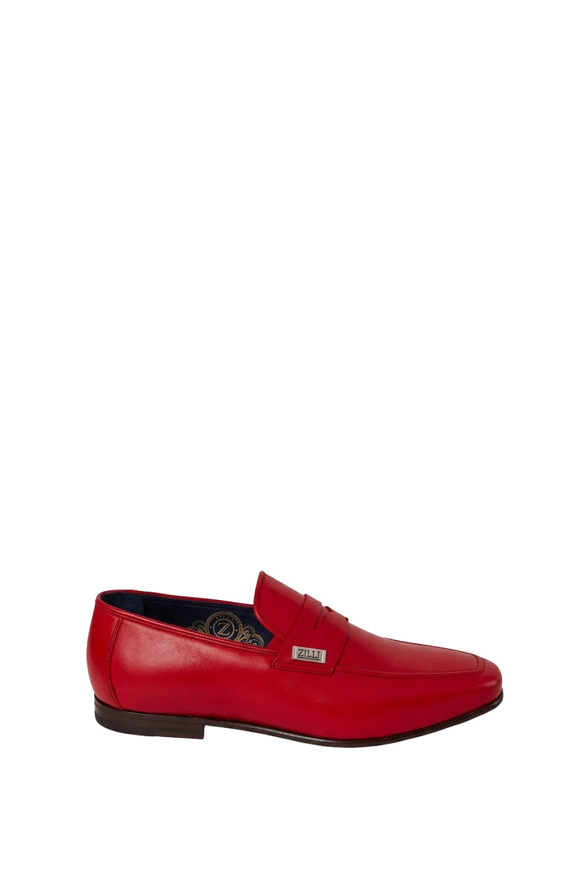 Leather loafers with metallic plaque - Red & Blue