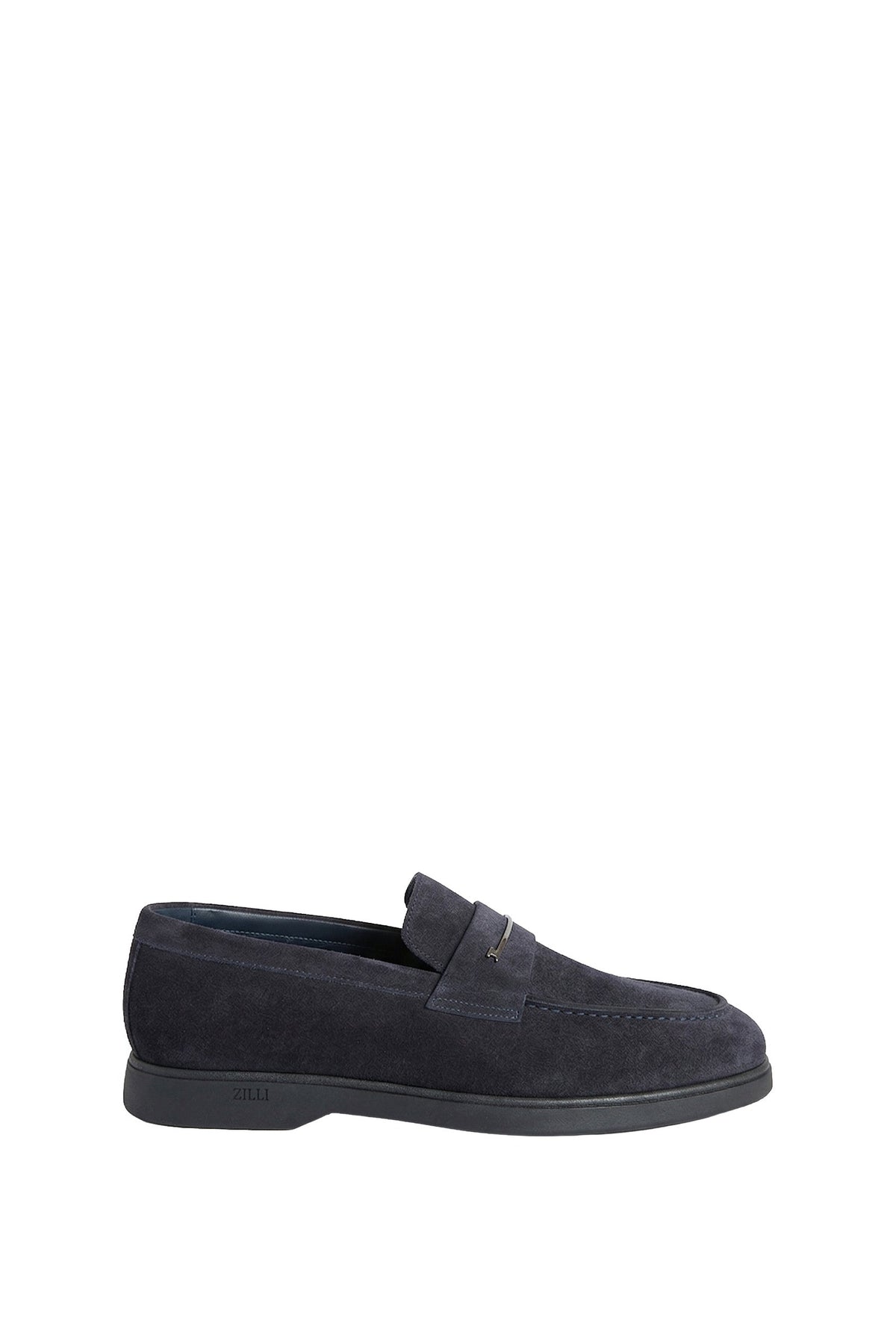 Loafers with metallic detailing in fine leather - Blue
