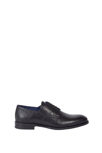 Derbies à empiècements grainés en cuir - Noir & Bleu