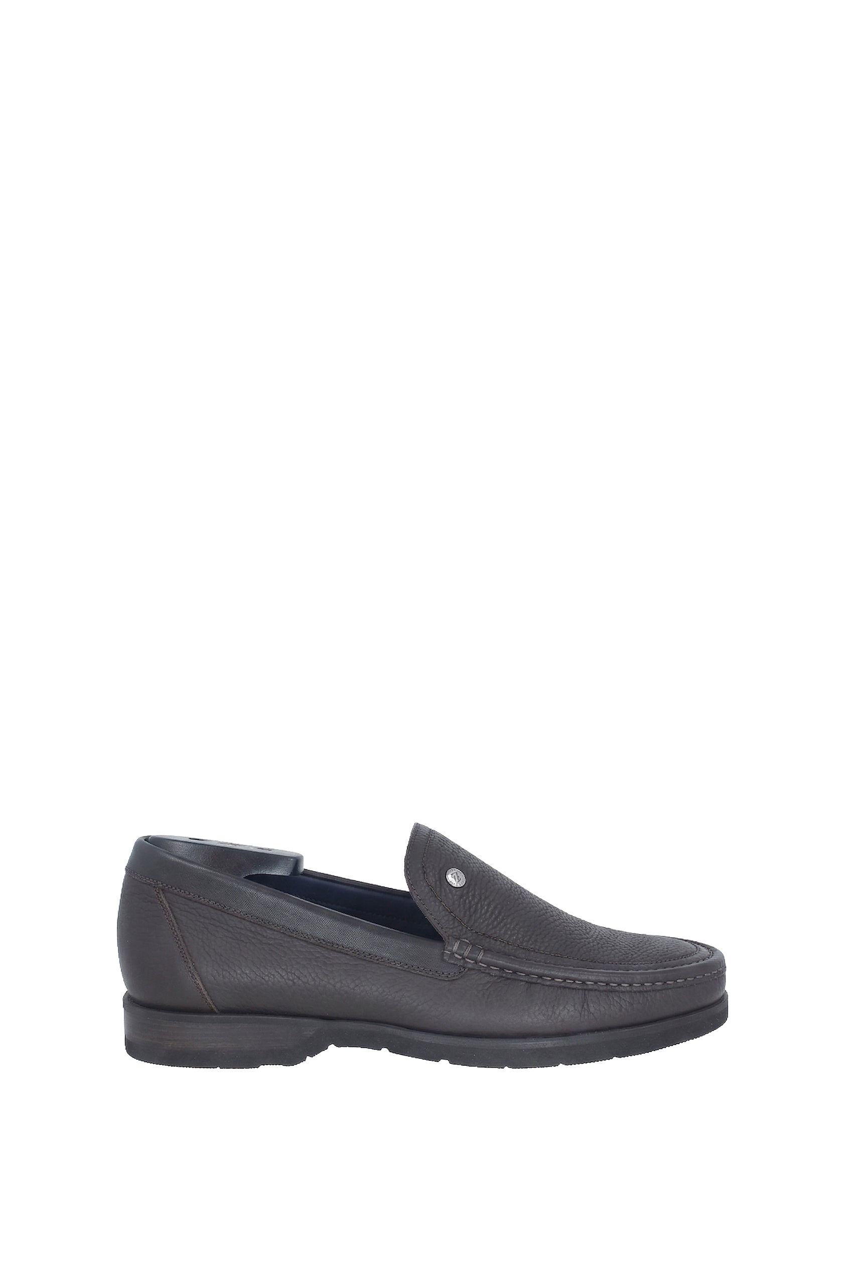 Mocassins à ornement métallique en cuir exotique grainé - Marron