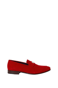 Mocassins à détail métallique en daim - Rouge