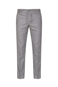 Pantalon fuselé à cordon de serrage en laine - Gris