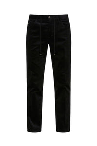 Pantalon à cordon de serrage en velours côtelé - Noir
