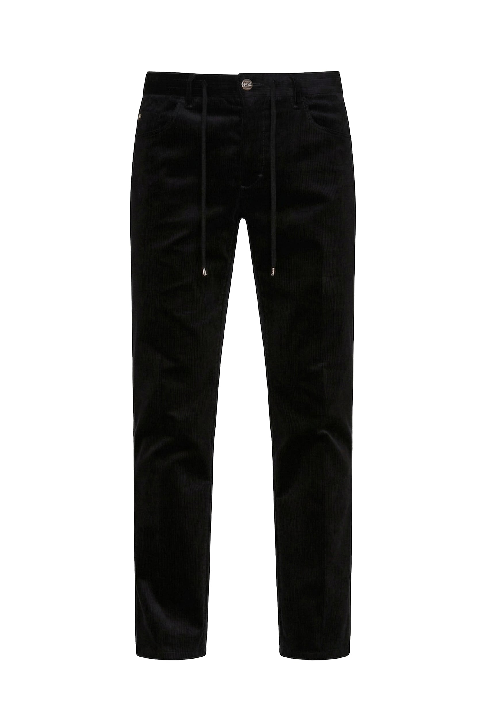 Pantalon à cordon de serrage en velours côtelé - Noir