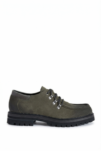 Derbies à semelle crantée en velours - Vert & Noir