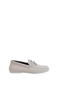 Mocassins à ornement métallique en cuir exotique - Blanc & Bleu