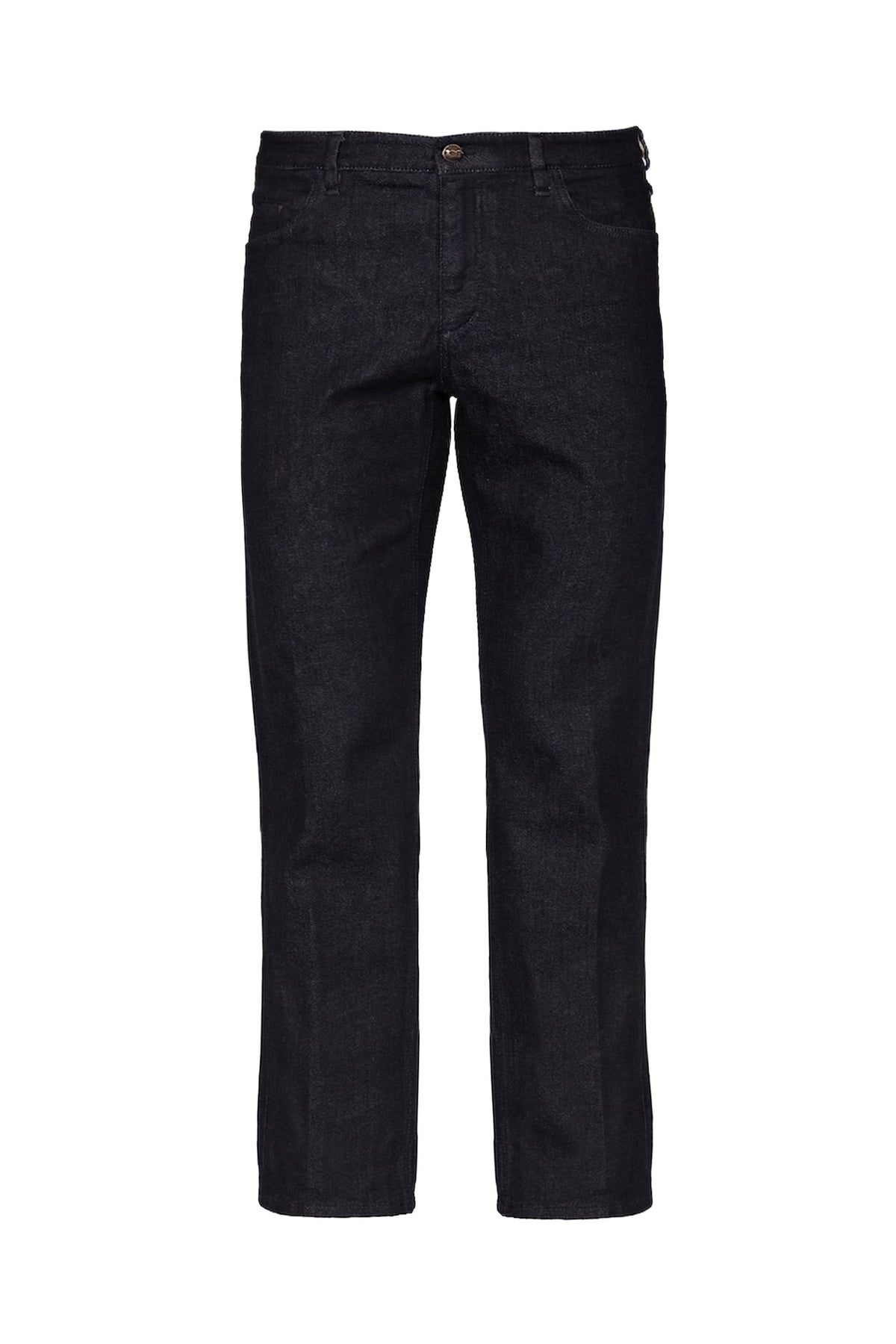 Straight-leg denim trousers with topstitching - Blue