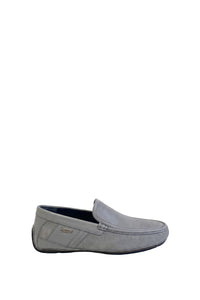 Mocassins à languette en cuir et daim - Gris & Bleu