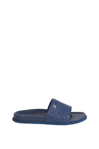 Mules à motif tressé en cuir - Bleu
