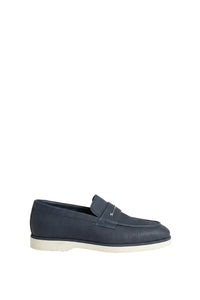 Mocassins à détail métallique en cuir - Bleu & Beige