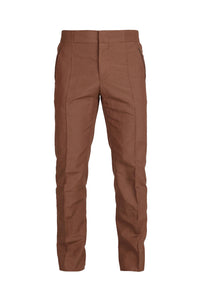 Pantalon à liseré en soie et lin - Marron