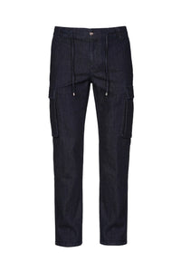 Pantalon cargo à poches et cordon de serrage - Bleu
