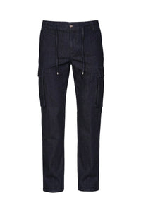 Cargo trousers with pockets and drawstring - Blue