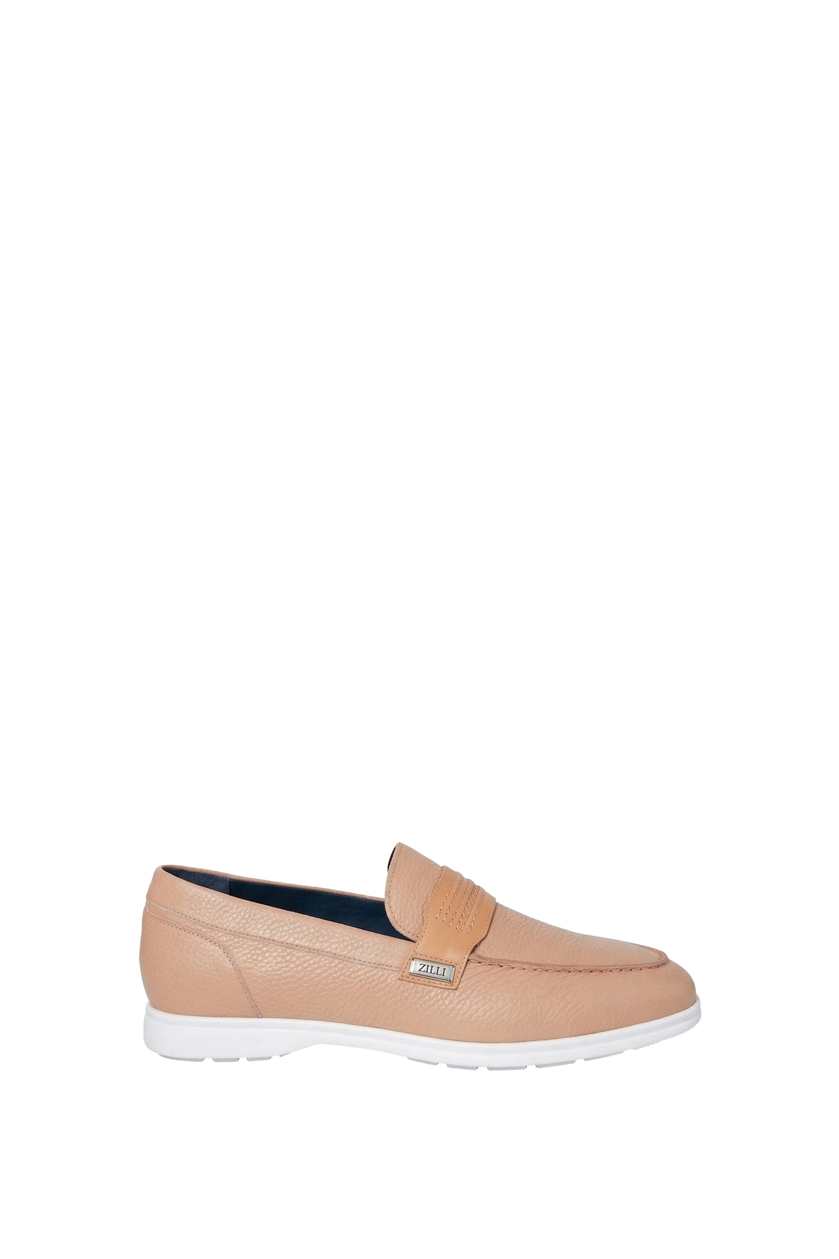 Mocassins grainées en cuir exotique - Beige & Blanc