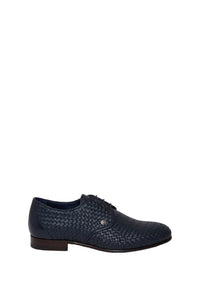 Derbies à motif tressé en cuir - Bleu & Marron