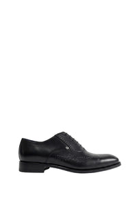 Richelieu à motif fleuri ajouré en cuir - Noir