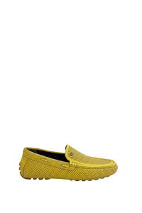 Mocassins à cuir ajouré en cuir - Jaune & Bleu