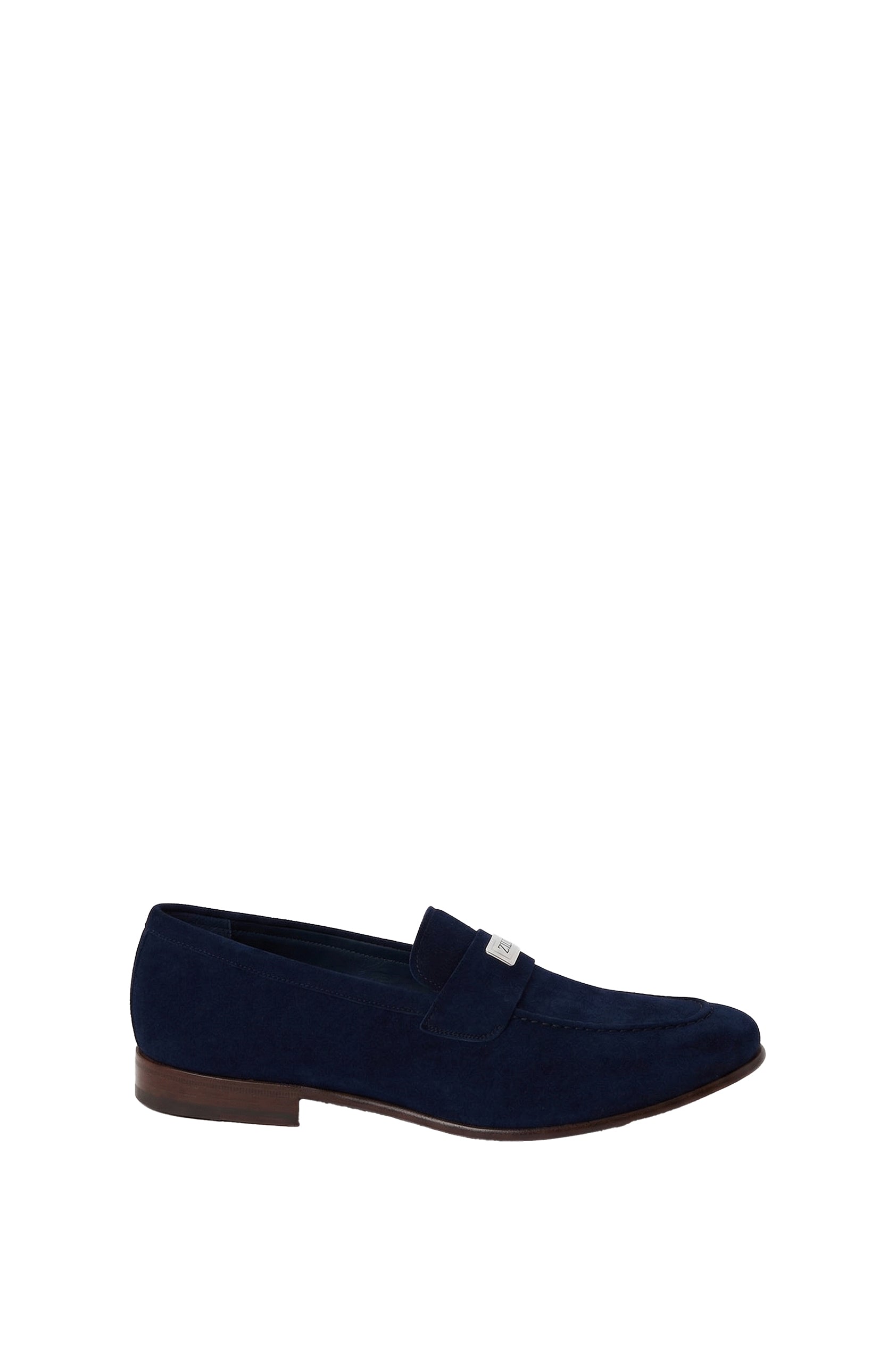 Suede loafers with metal plate - Blue