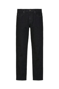 Faded denim trousers with arched topstitching - Black