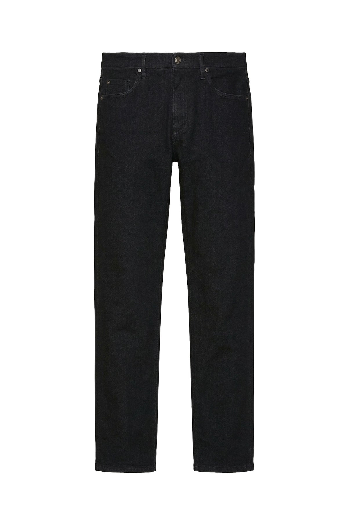 Faded denim trousers with arched topstitching - Black