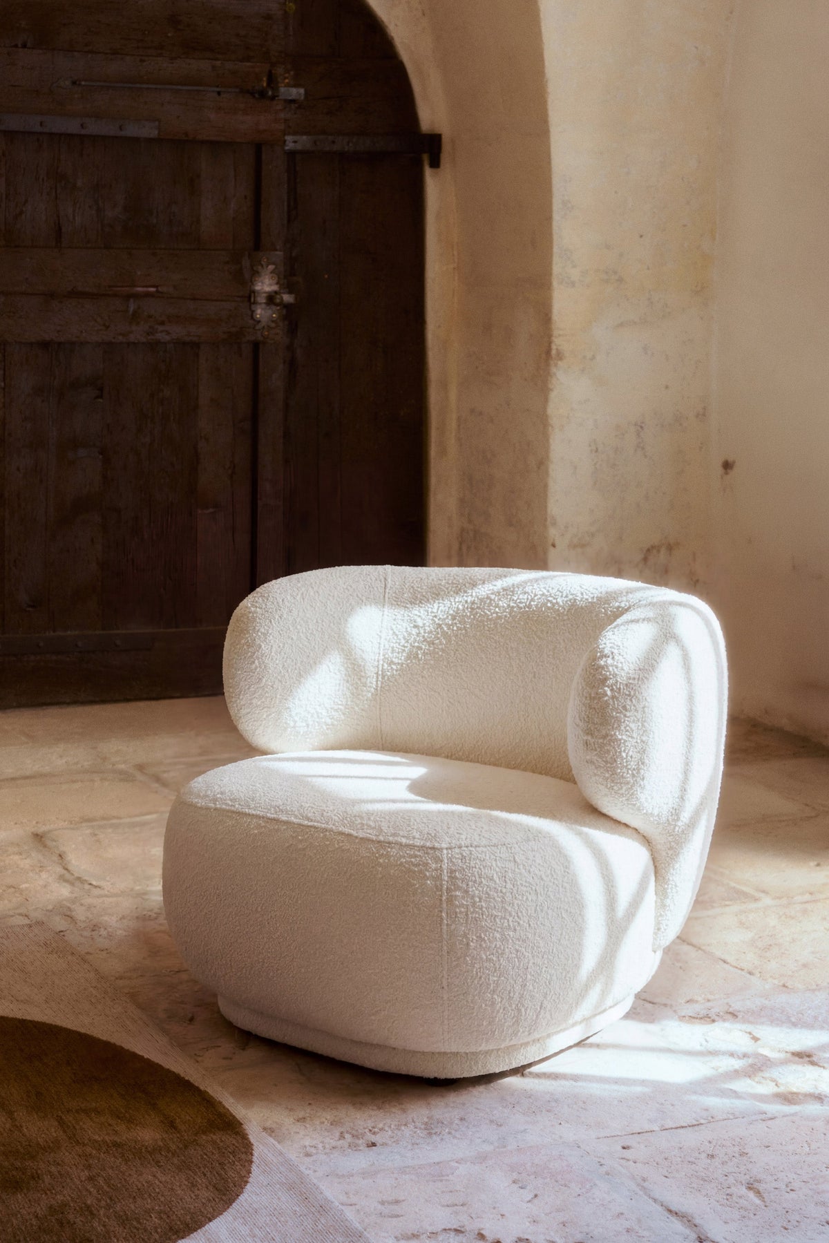 Fauteuil cosy Giulia texturé - Ecru bouclé