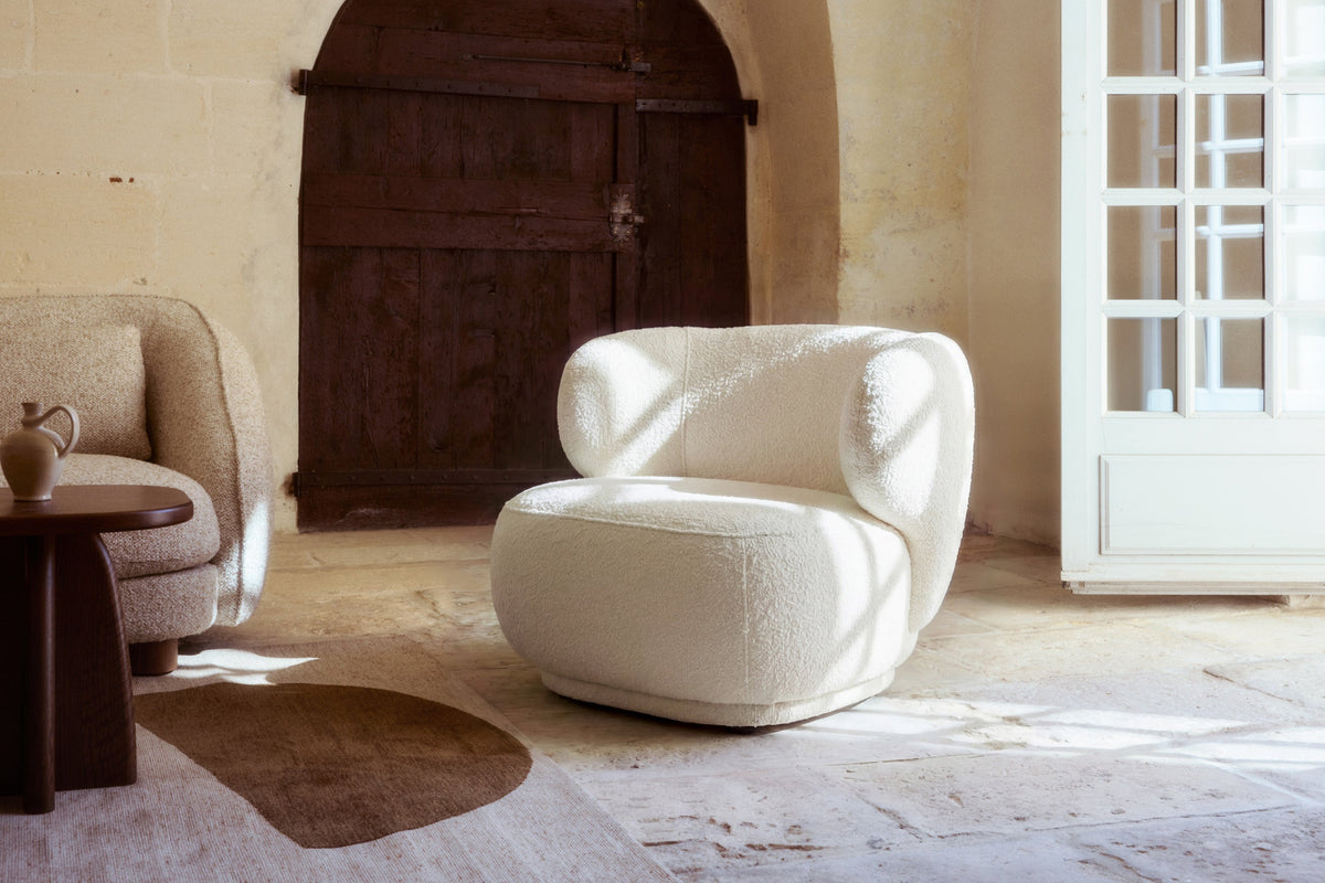 Fauteuil cosy Giulia texturé - Ecru bouclé