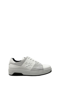 Baskets basses embossé en cuir - Blanc & Gris