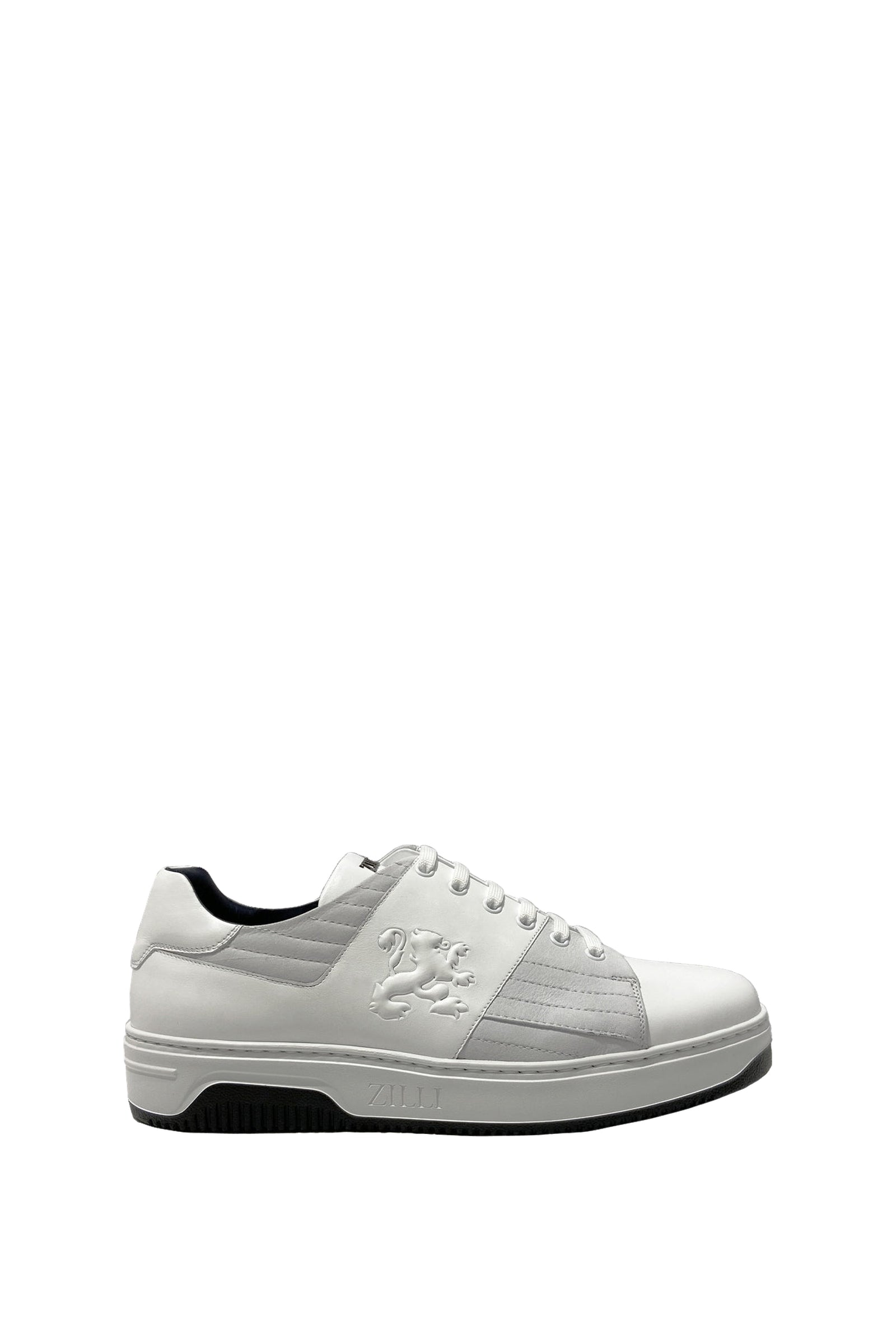 Baskets basses embossé en cuir - Blanc & Gris